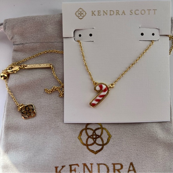 🎄Kendra Scott Candy Cane Gold Short Pendant Necklace New 🎁 - Picture 6 of 7